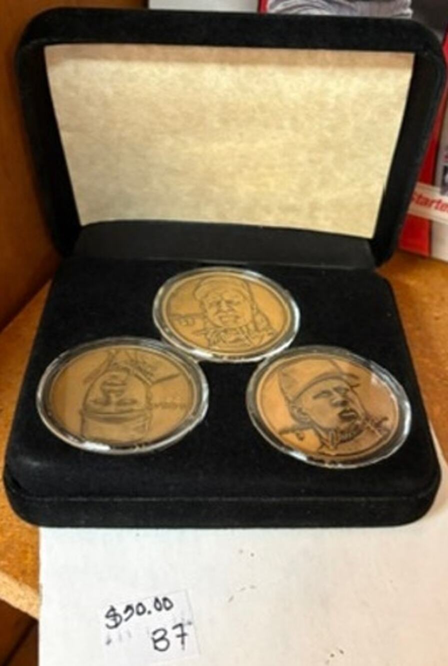 MLB Baseball Legends 3-Pc Bronze Medallion Coin Set w/ Display Case